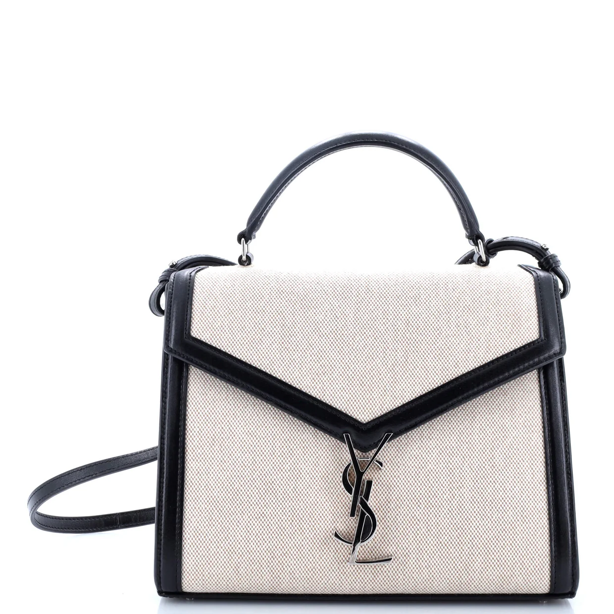 Cassandra Top Handle Bag Canvas with Leather Medium - Deep Luxury