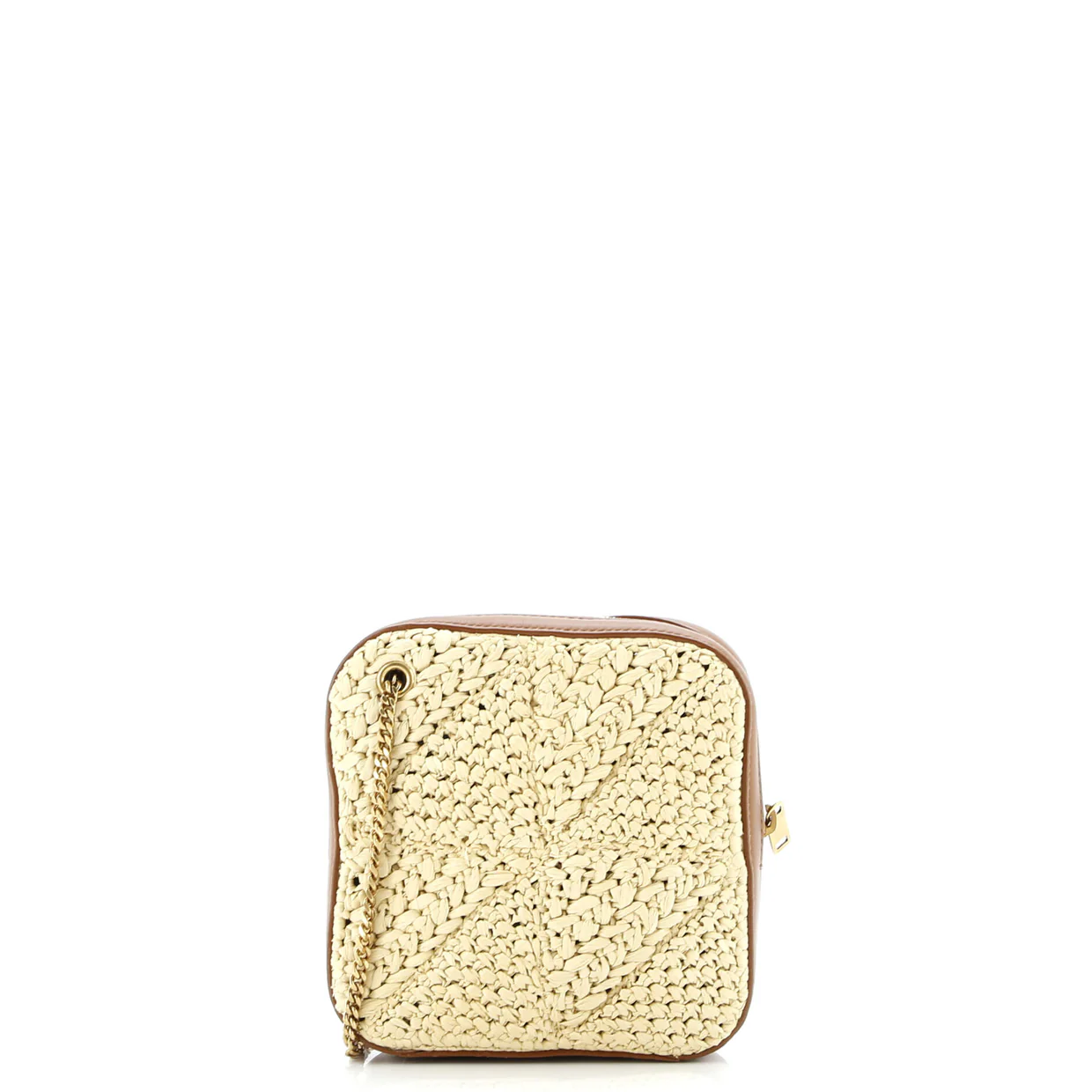 Jamie Cube Crossbody bag Raffia with Leather - Deep Luxury