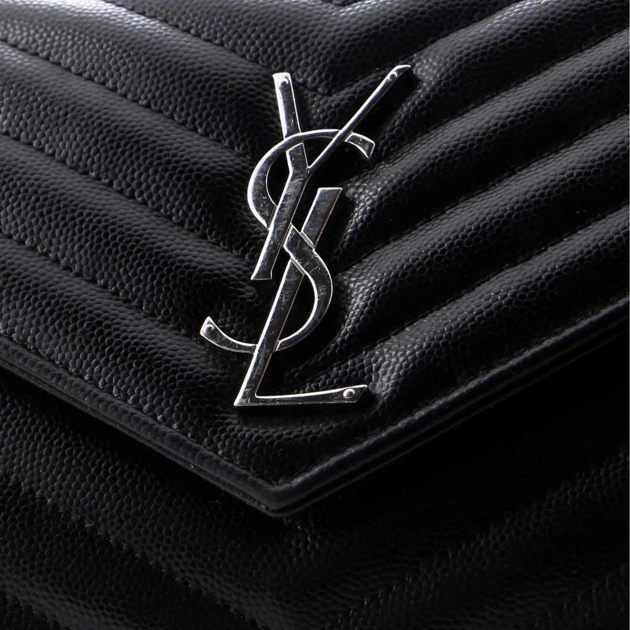 Classic Monogram Wallet on Chain Matelasse Chevron Leather Medium - Deep Luxury