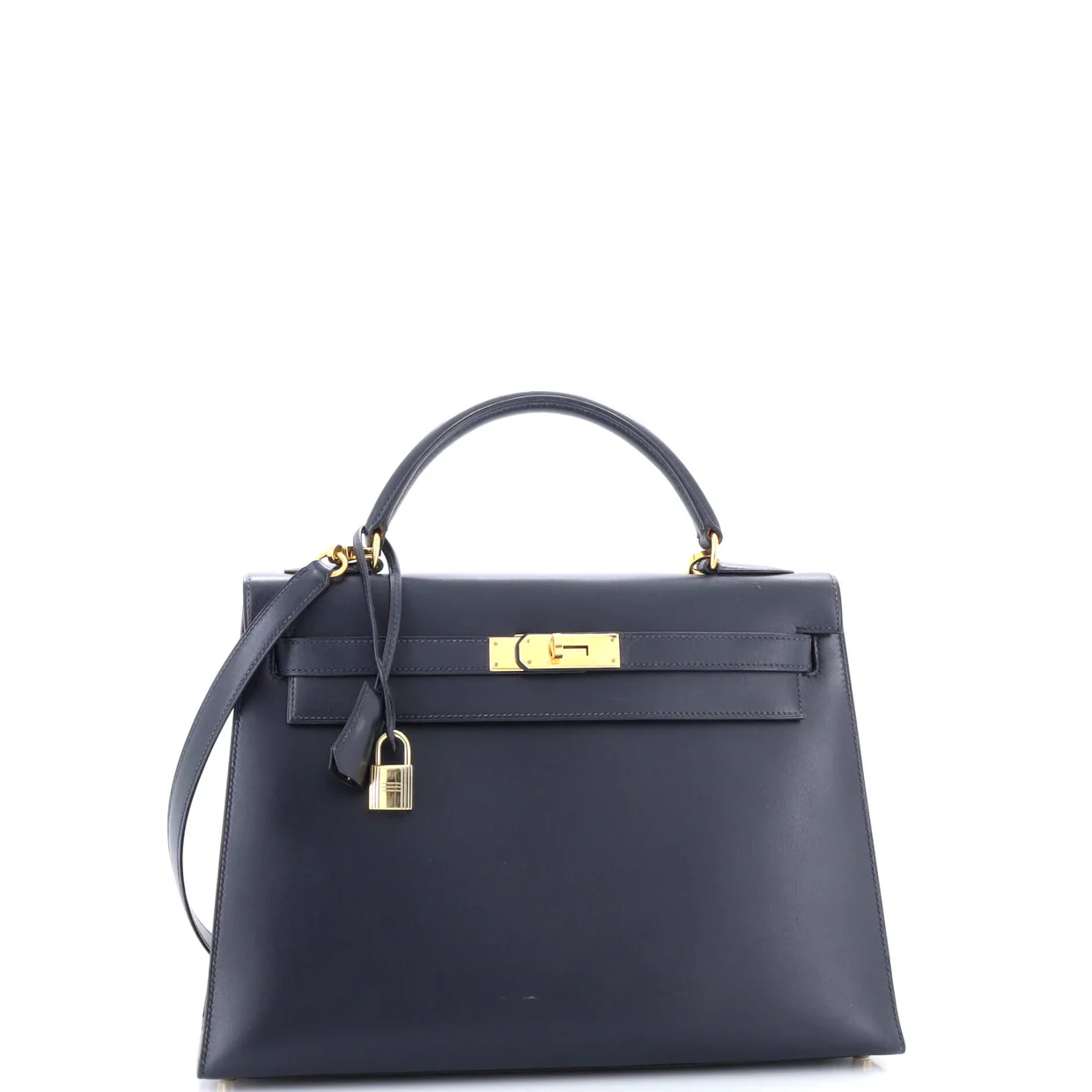 Kelly Handbag Bleu Marine Box Calf with Gold Hardware 32 - Deep Luxury