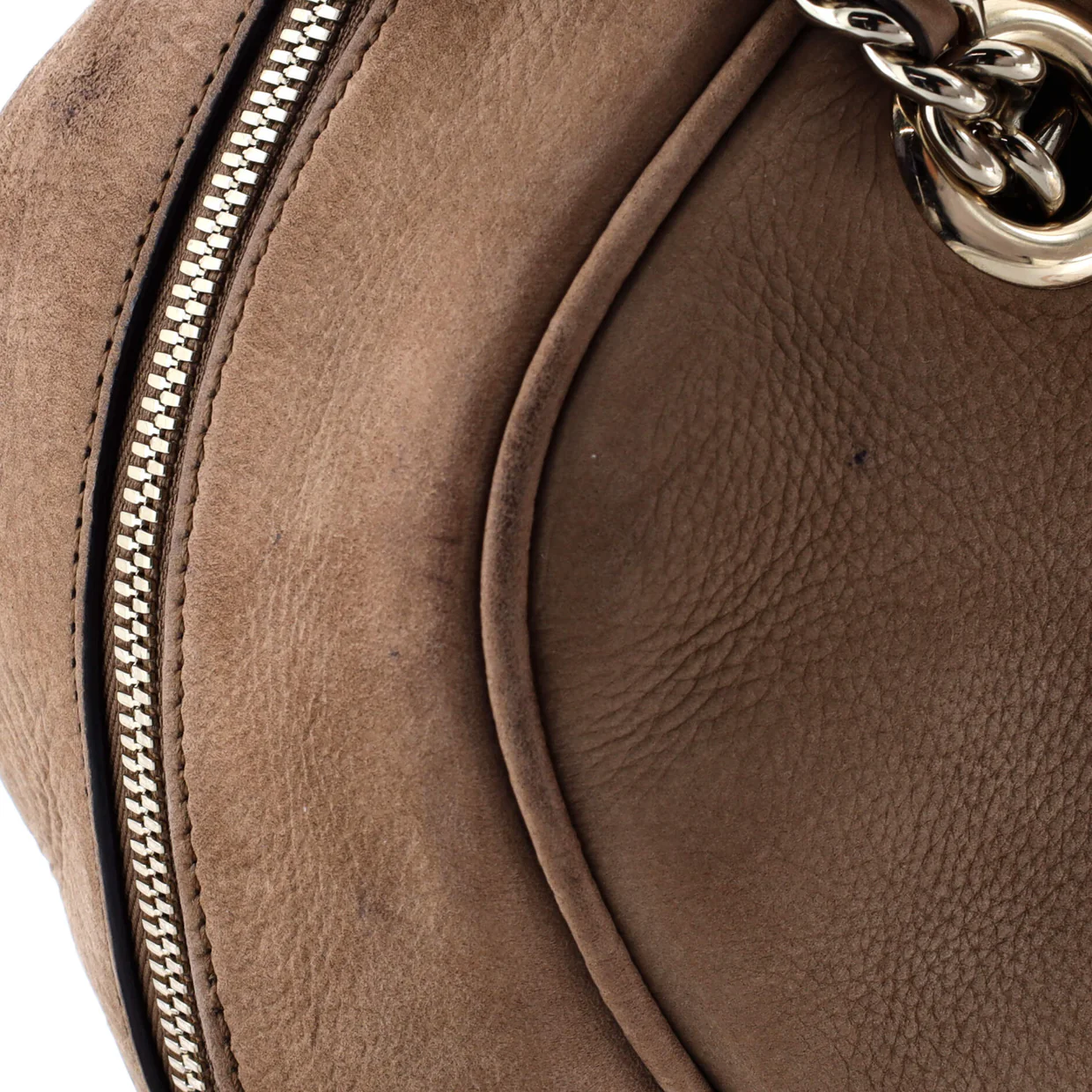 Soho Chain Zip Shoulder Bag Nubuck Medium - Deep Luxury