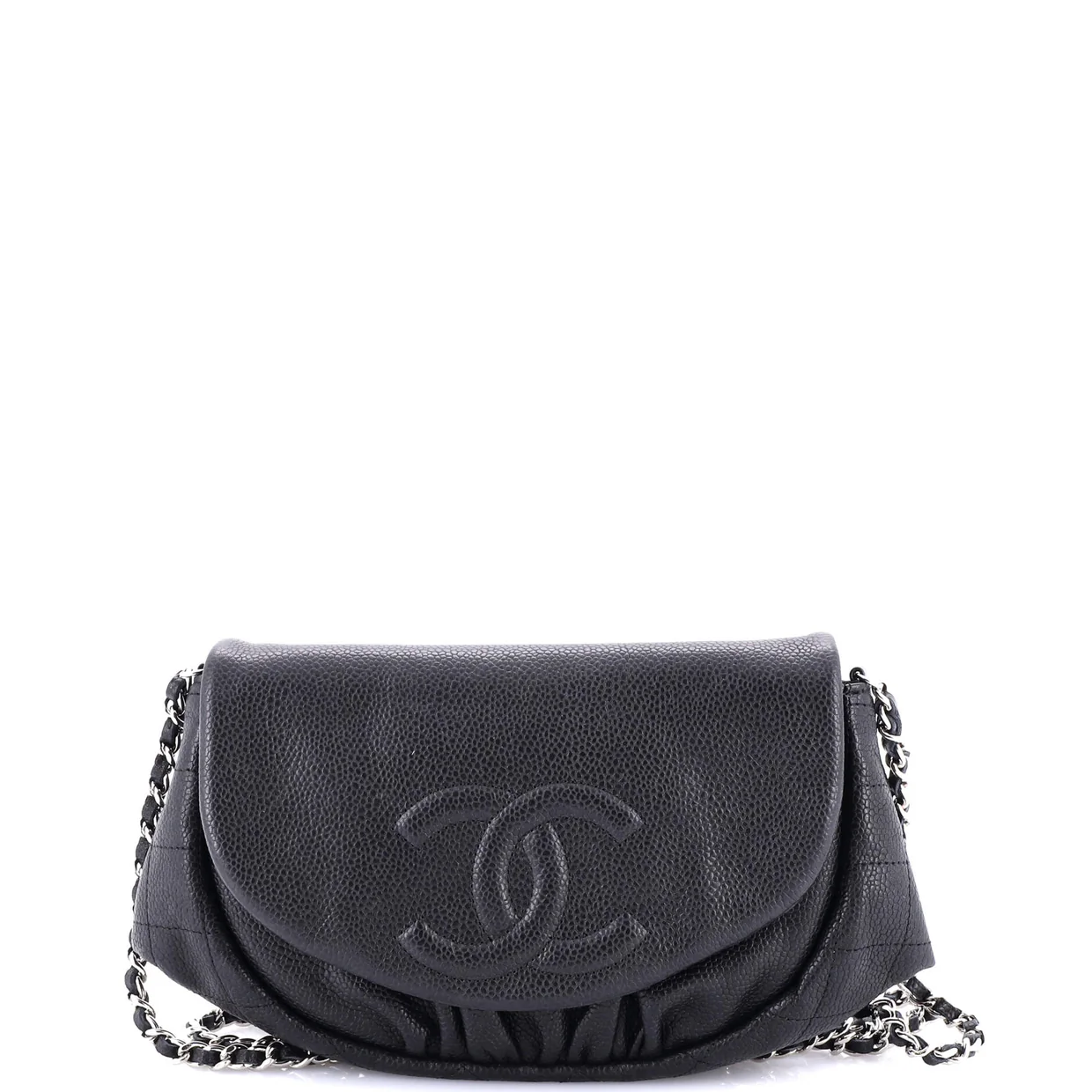 Half Moon Wallet on Chain Caviar - Deep Luxury