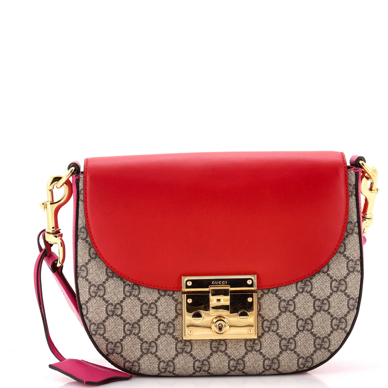 Padlock Saddle Shoulder Bag GG Coated Canvas and Leather Medium - Deep Luxury