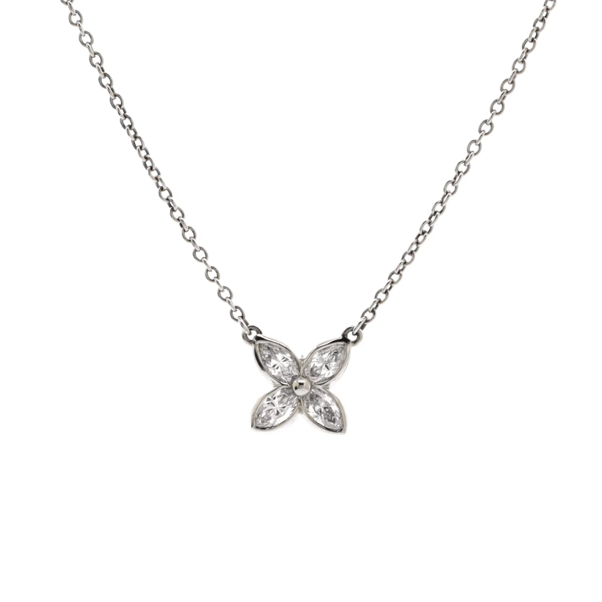 Victoria Pendant Necklace Platinum and Diamonds Mini - Deep Luxury