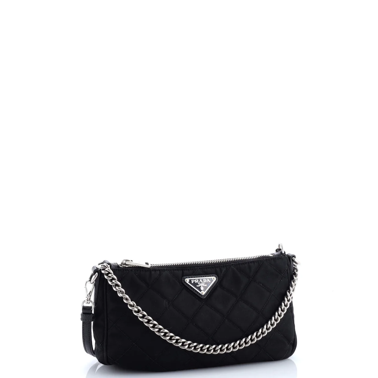 Chain Zip Shoulder Bag Quilted Tessuto Small - Deep Luxury
