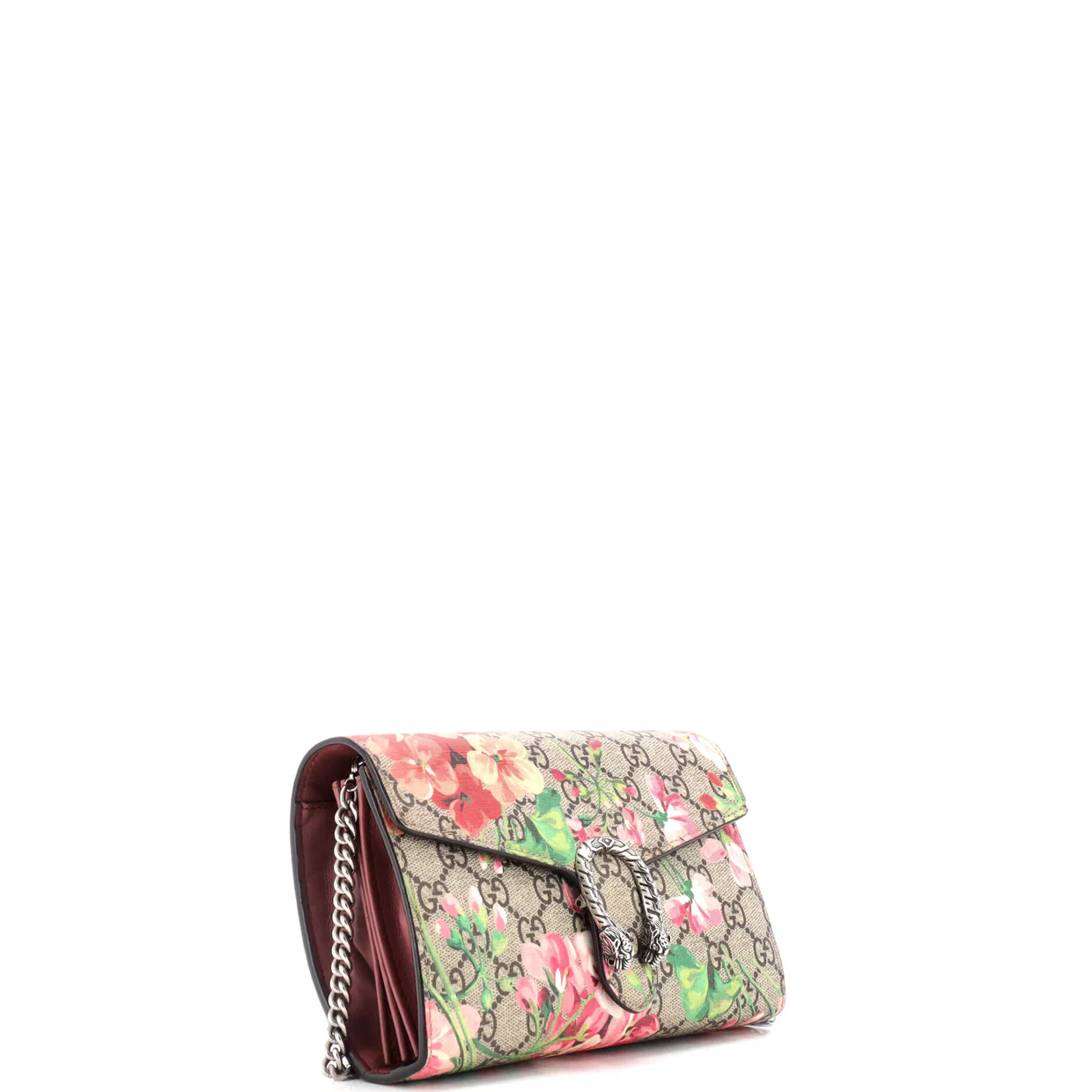 Dionysus Chain Wallet Blooms Print GG Coated Canvas Small - Deep Luxury