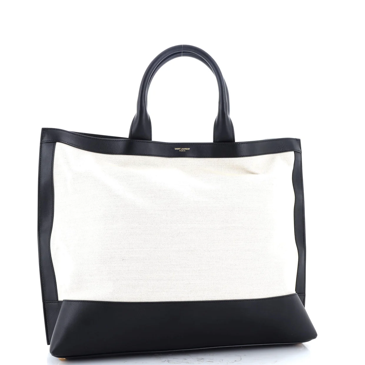 Two Tone Cabas Tote Canvas with Leather Large - Deep Luxury