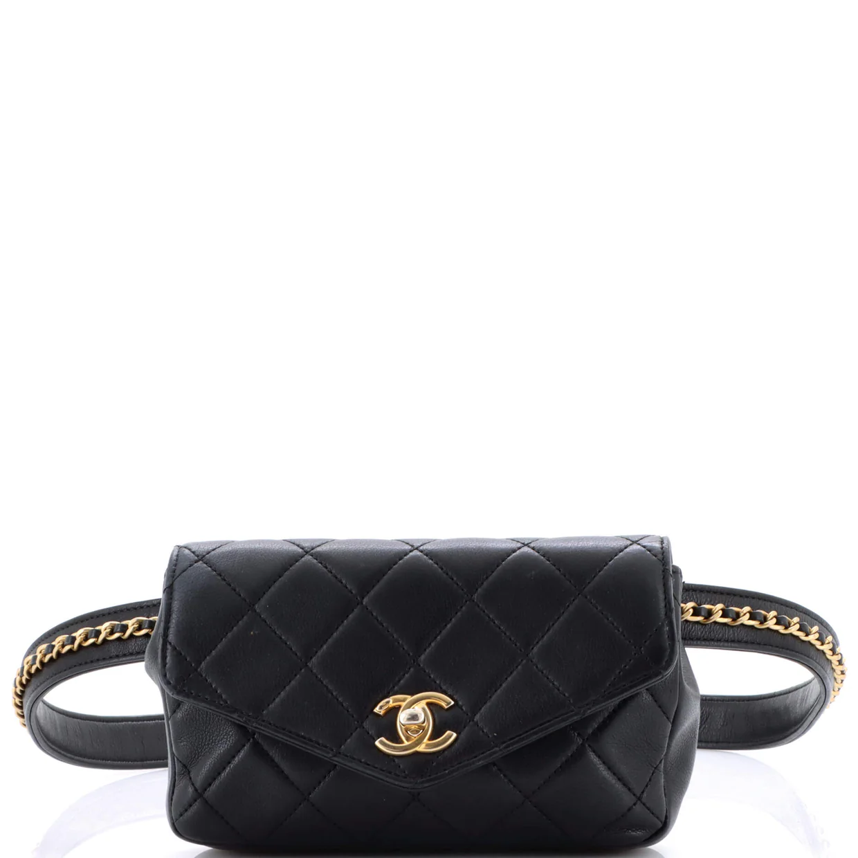 Chain Envelope Belt Bag Quilted Calfskin - Deep Luxury