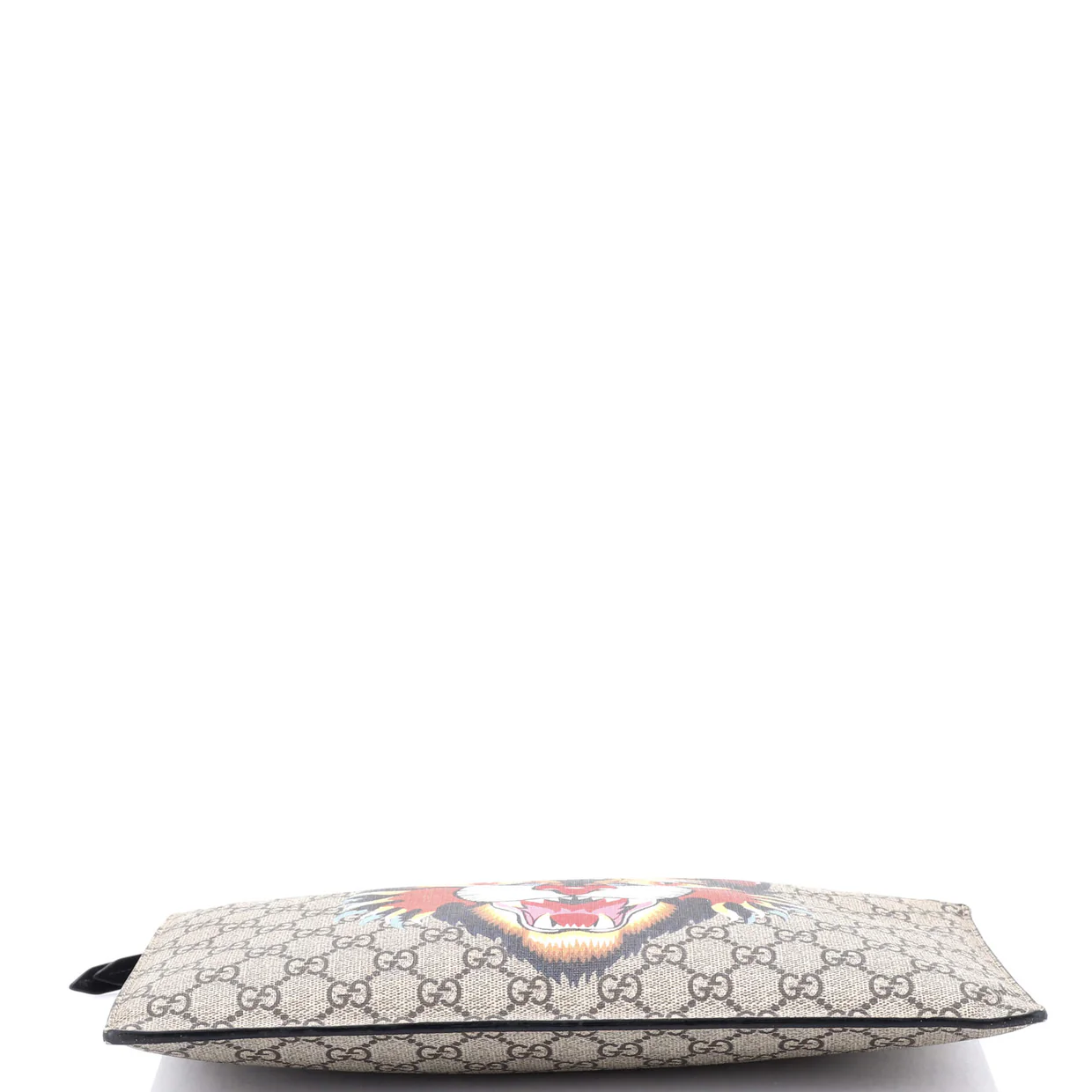 Zipped Pouch Angry Cat GG Coated Canvas Large - Deep Luxury