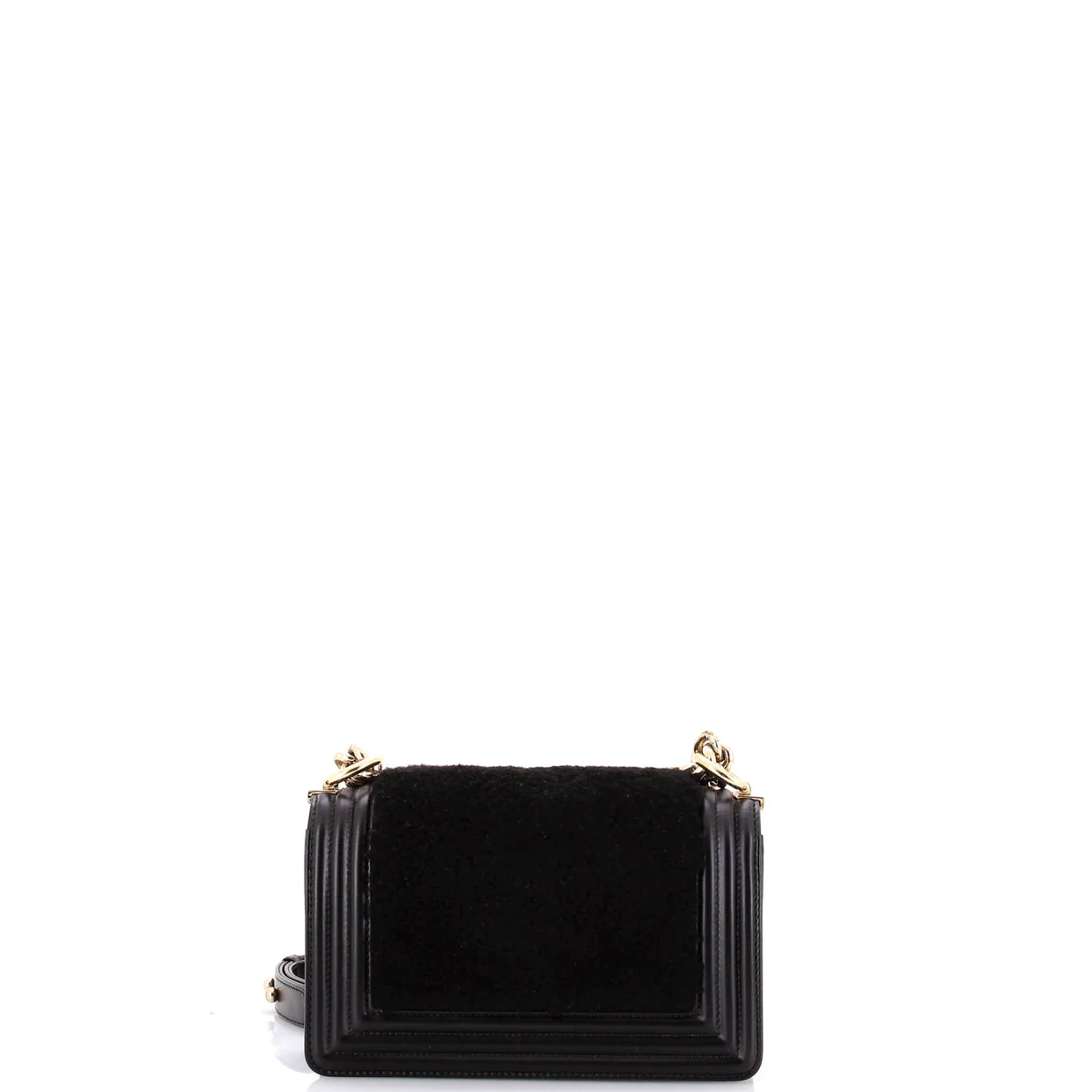 Boy Flap Bag Shearling with Leather Small - Deep Luxury