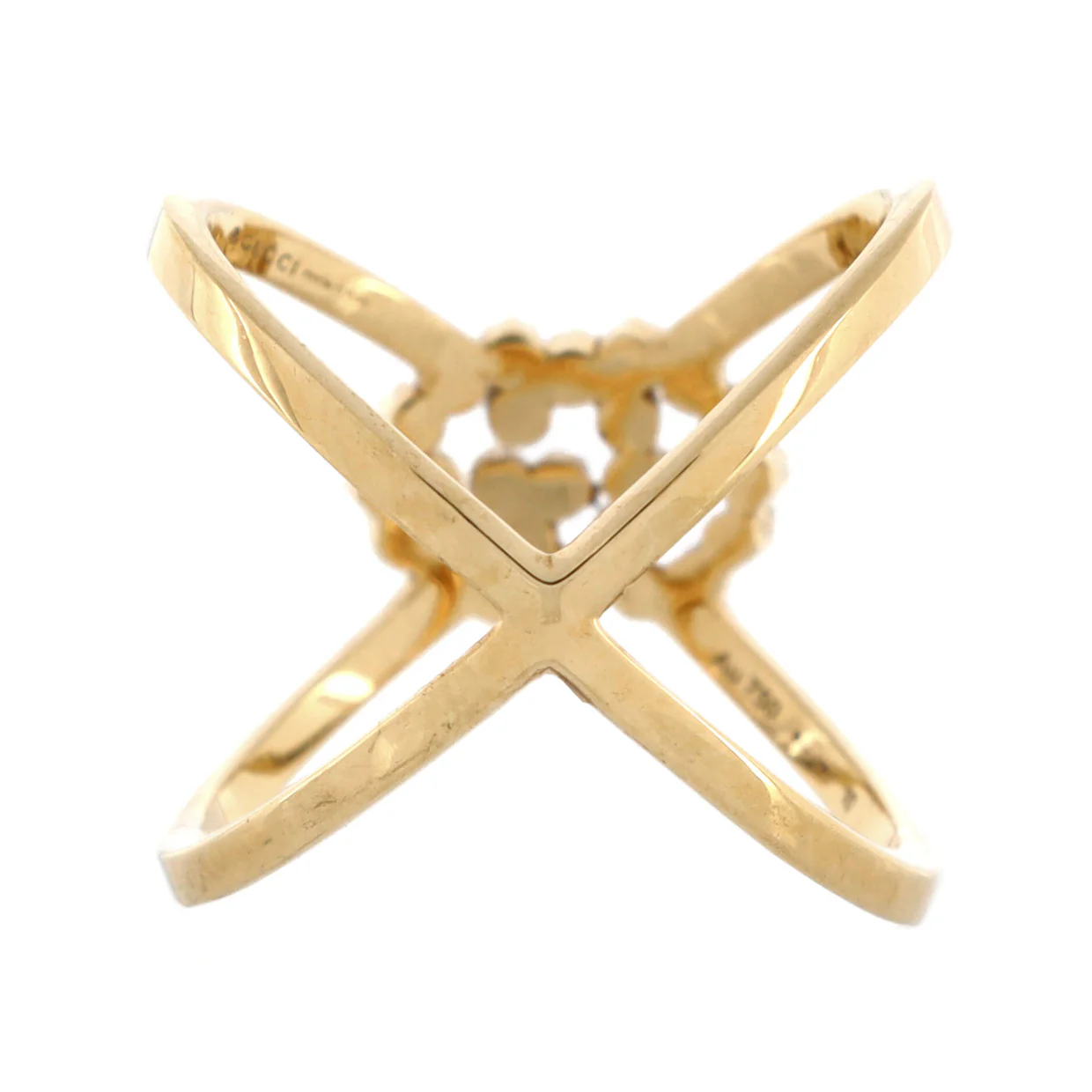 GG Running Cross Ring 18K Yellow Gold with Diamonds - Deep Luxury