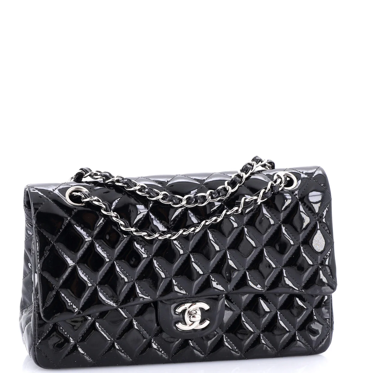 Classic Double Flap Bag Quilted Patent Medium - Deep Luxury