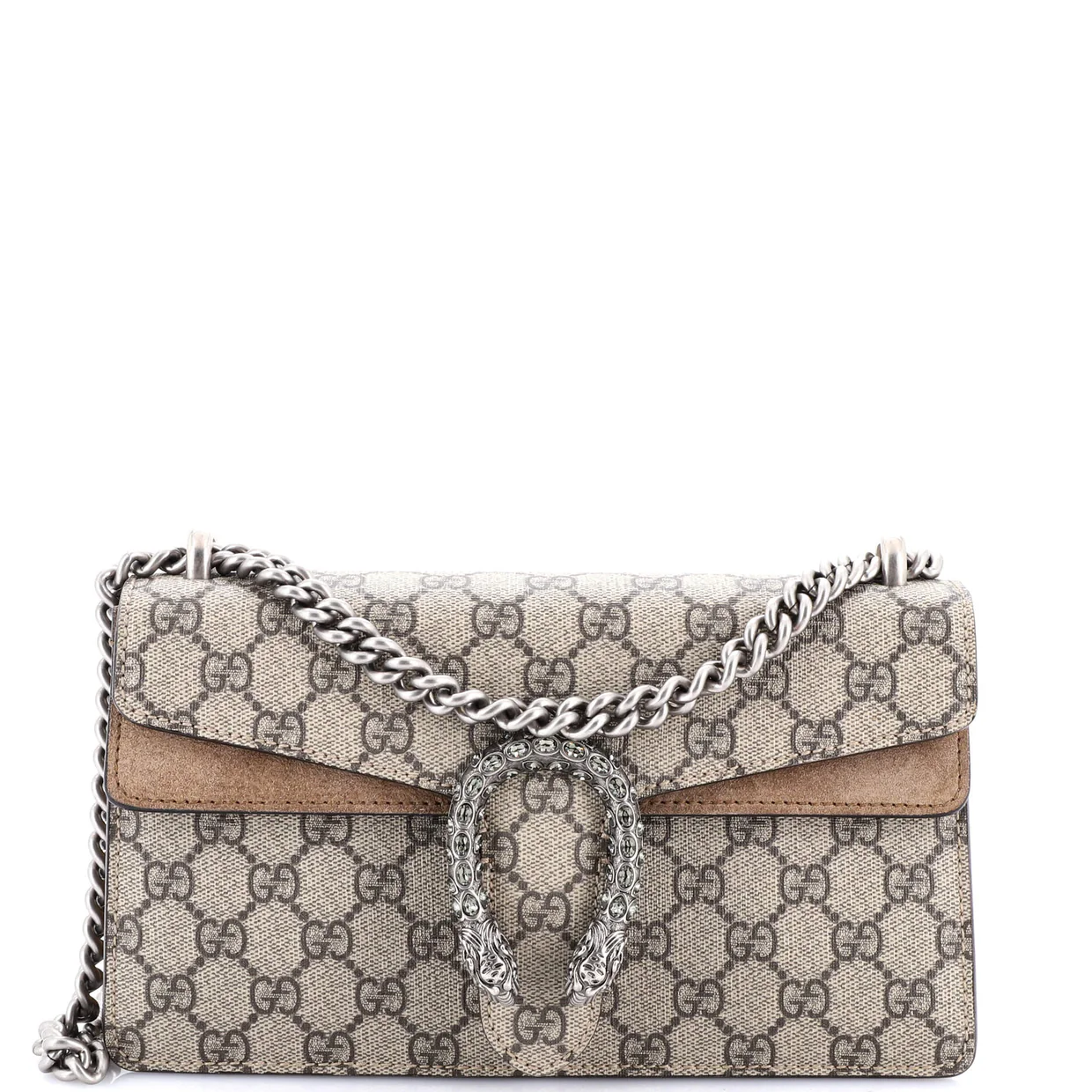 Dionysus Bag GG Coated Canvas with Crystal Embellished Metal Small - Deep Luxury