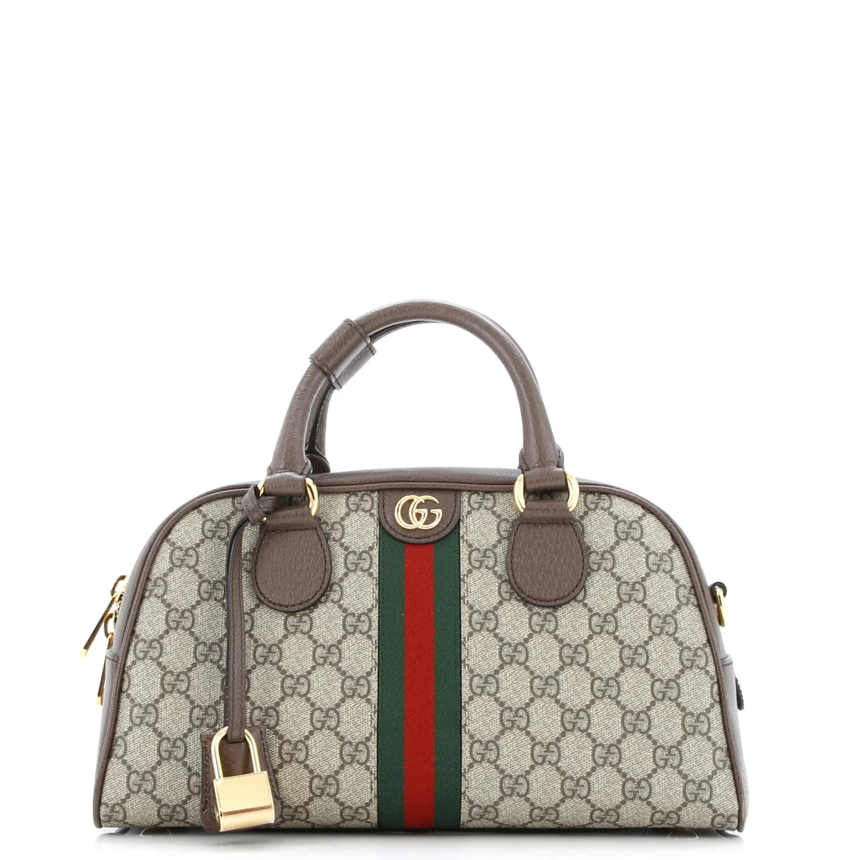 Ophidia Convertible Boston Top Handle Bag GG Coated Canvas with Leather Medium - Deep Luxury