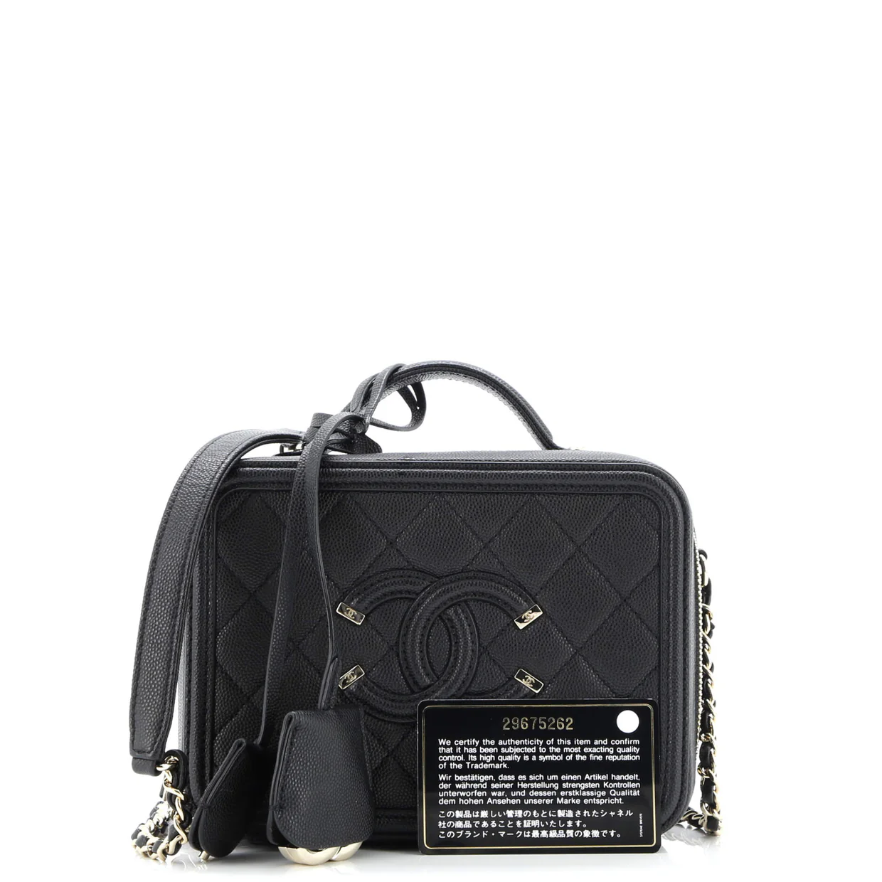 Filigree Vanity Case Quilted Caviar Medium - Deep Luxury