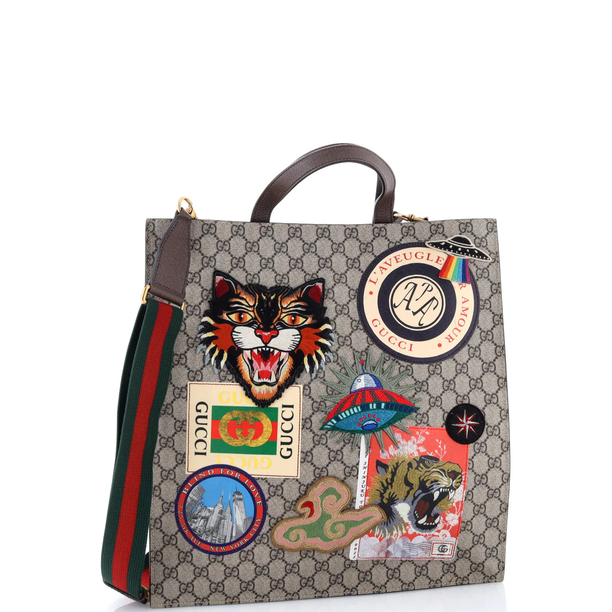 Courrier Convertible Soft Open Tote GG Coated Canvas with Applique North South - Deep Luxury