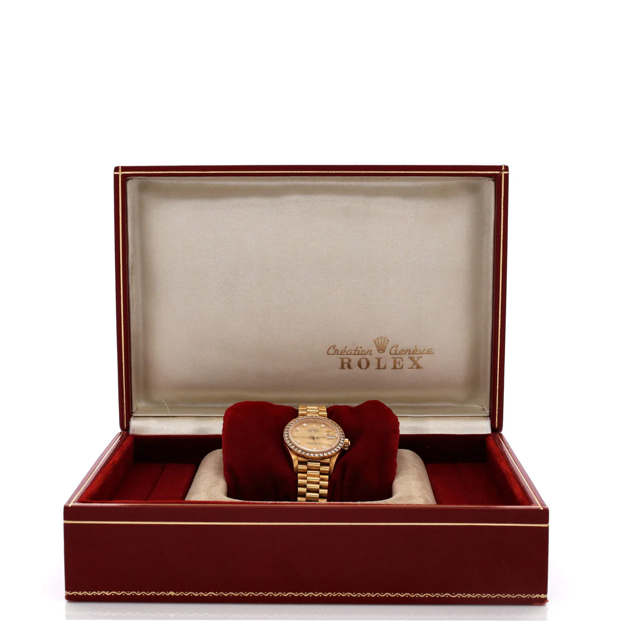 Oyster Perpetual President Datejust Automatic Watch Yellow Gold with Diamond Bezel and Markers 26 - Deep Luxury