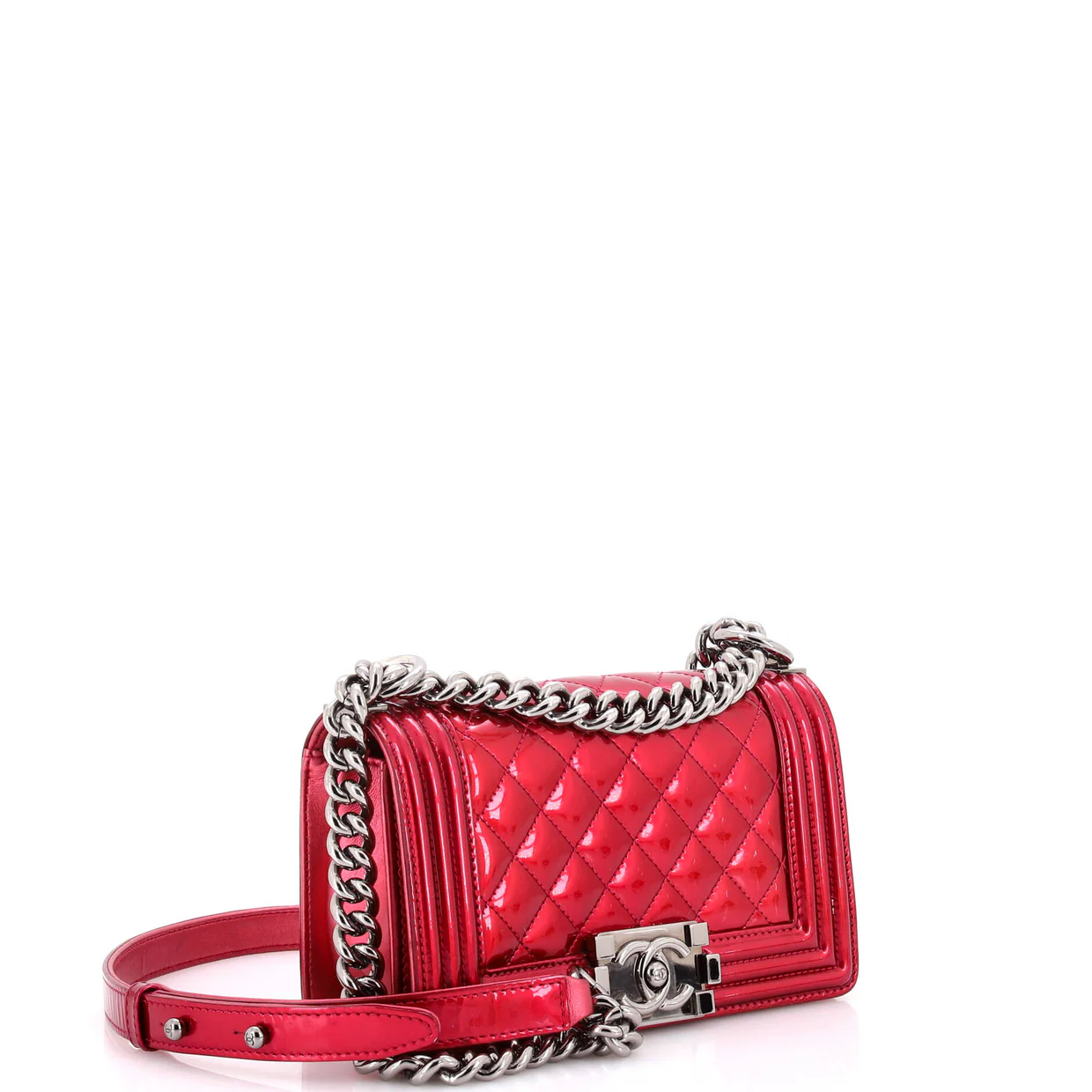 Boy Flap Bag Quilted Patent Small - Deep Luxury