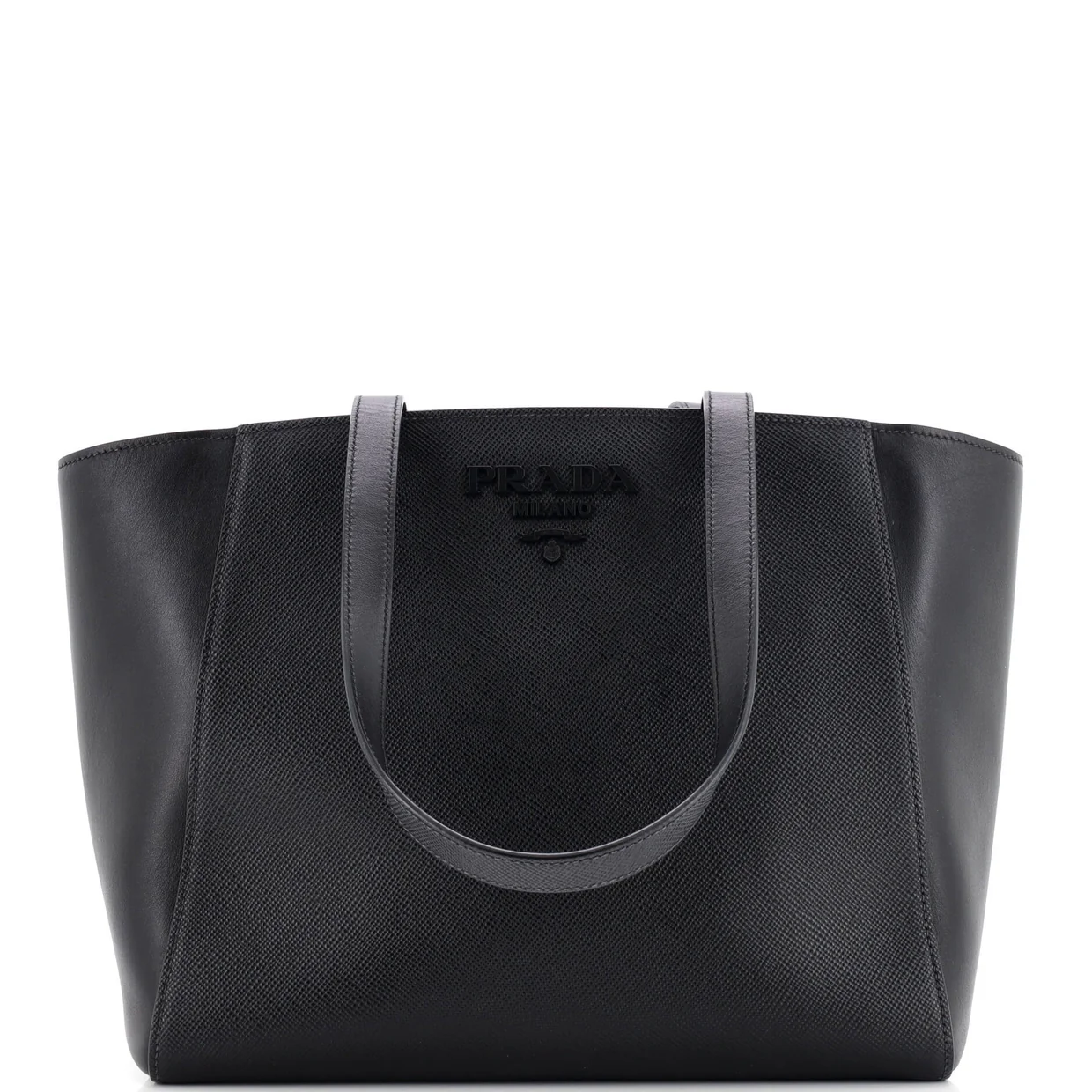 Monochrome Shopping Tote Saffiano with City Calf Small - Deep Luxury