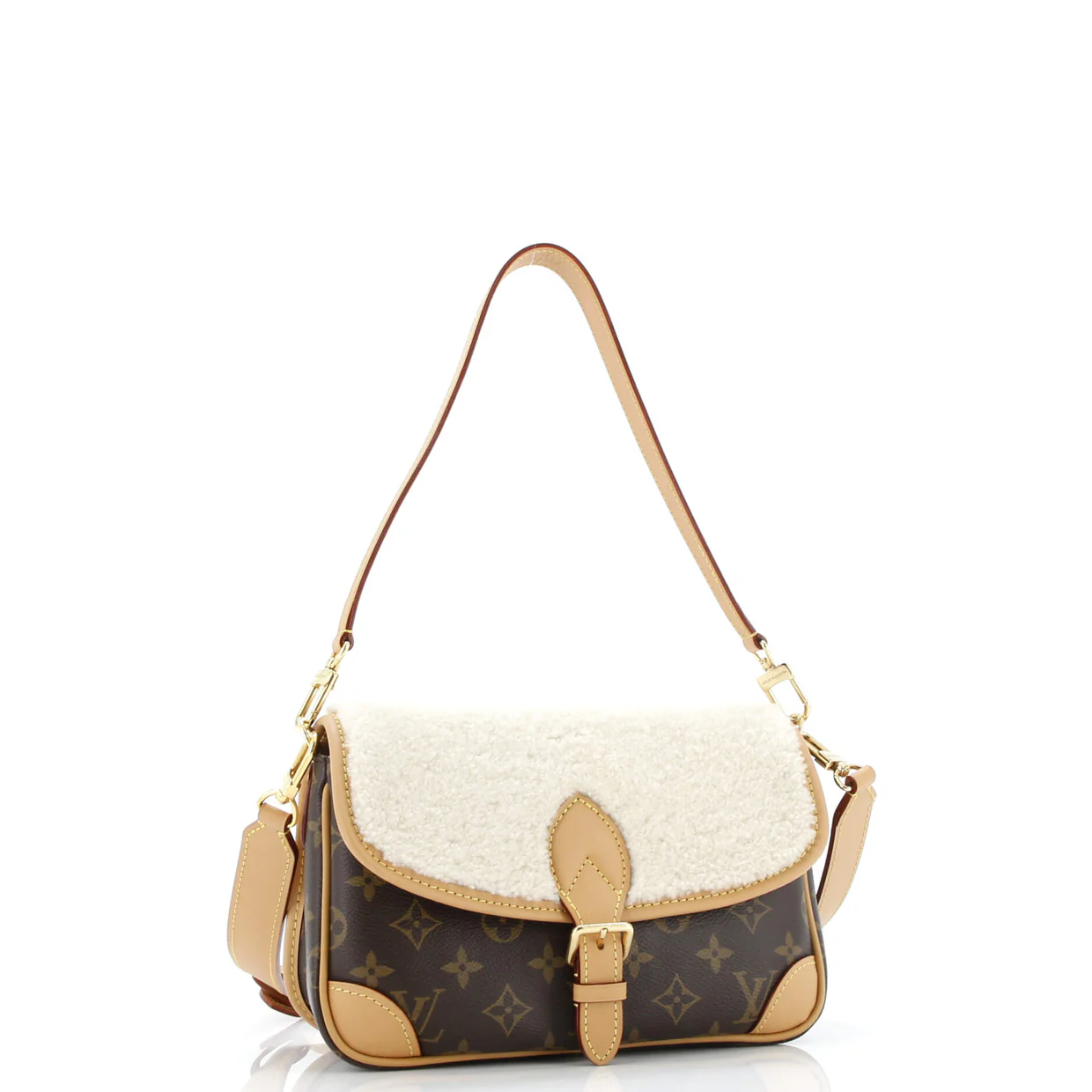 Diane NM Handbag Monogram Canvas with Shearling - Deep Luxury