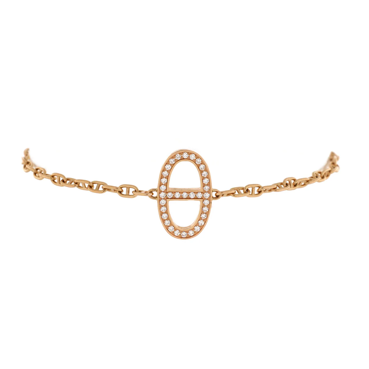 Chaine d'Ancre Contour Bracelet 18K Rose Gold with Diamonds - Deep Luxury