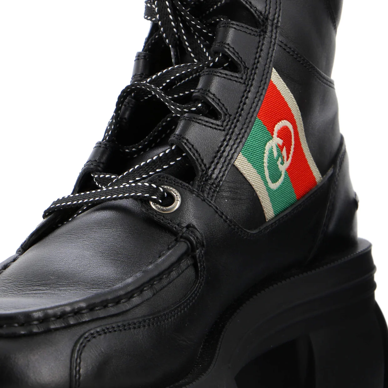 Women's Quebec Web Lace Up Combat Boots Leather - Deep Luxury
