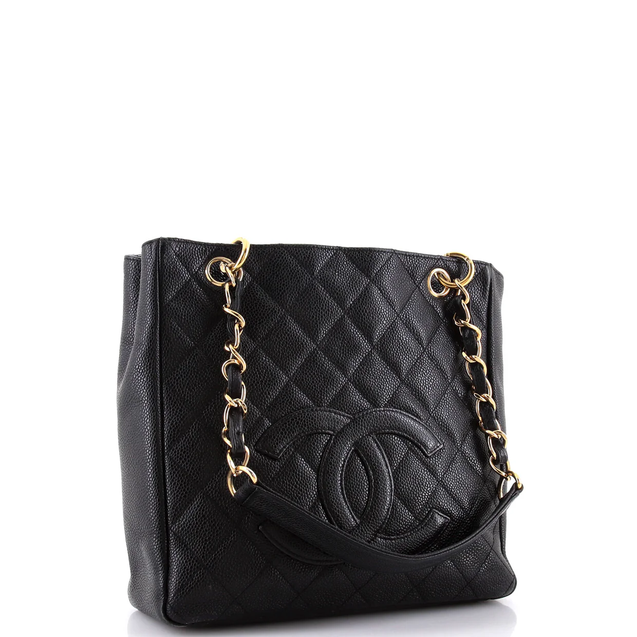 Petite Shopping Tote Quilted Caviar - Deep Luxury