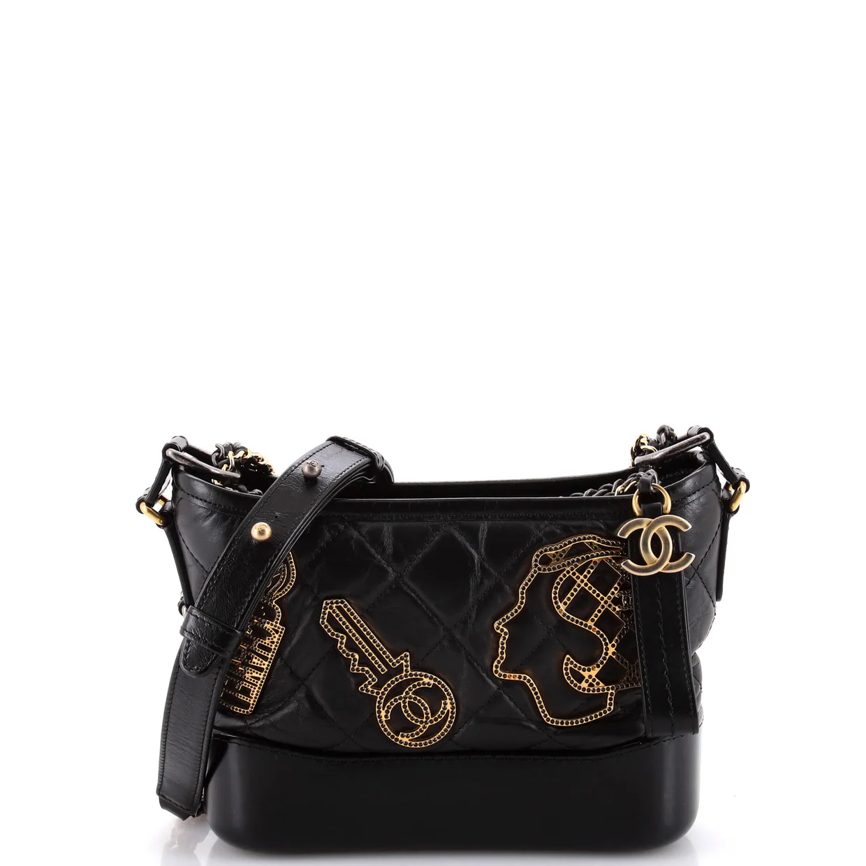 Gabrielle Hobo Embellished Quilted Aged Calfskin Small - Deep Luxury