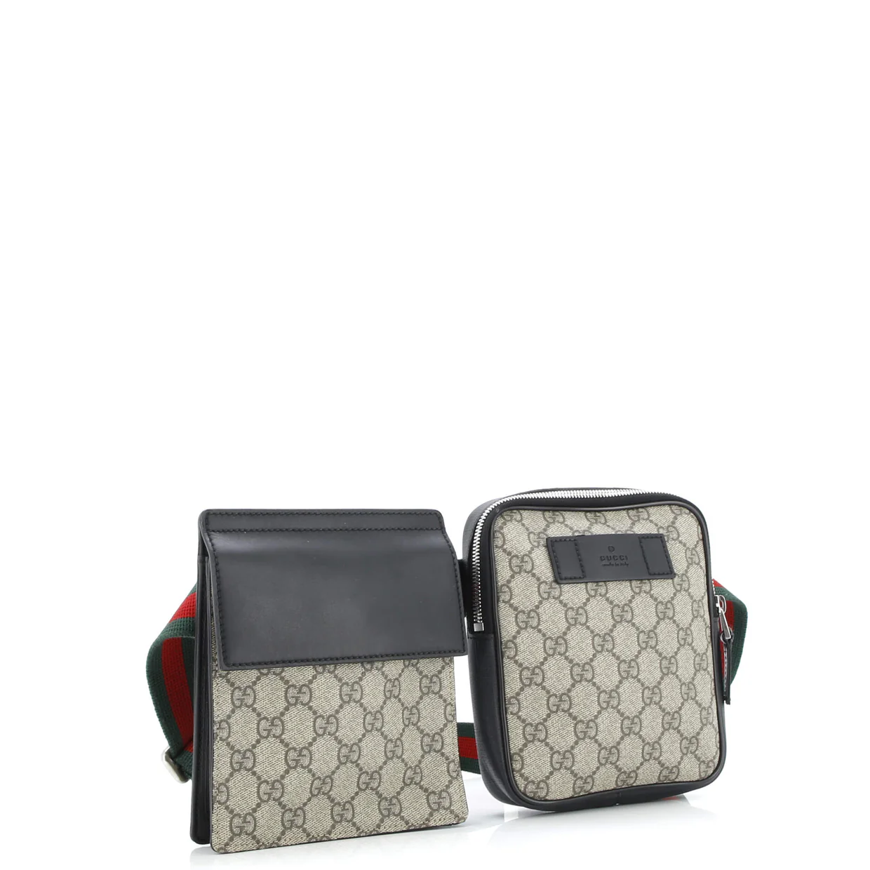Double Web Belt Bag GG Coated Canvas with Leather - Deep Luxury