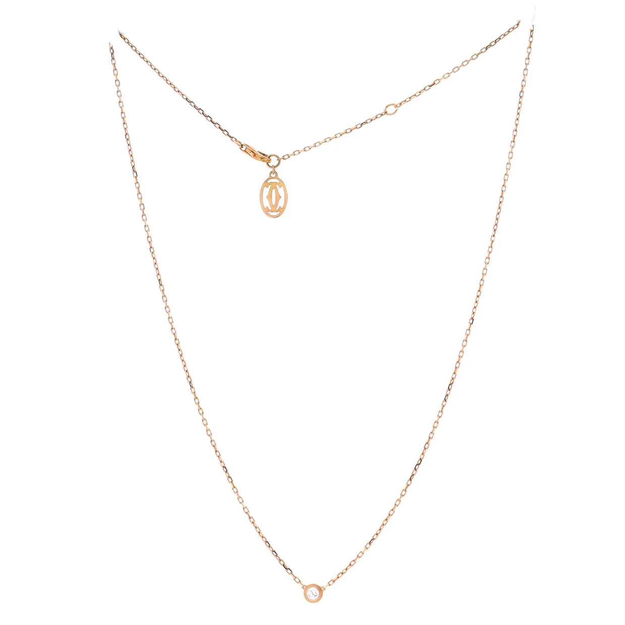 Cartier D'Amour Pendant Necklace 18K Rose Gold with Diamond Small - Deep Luxury