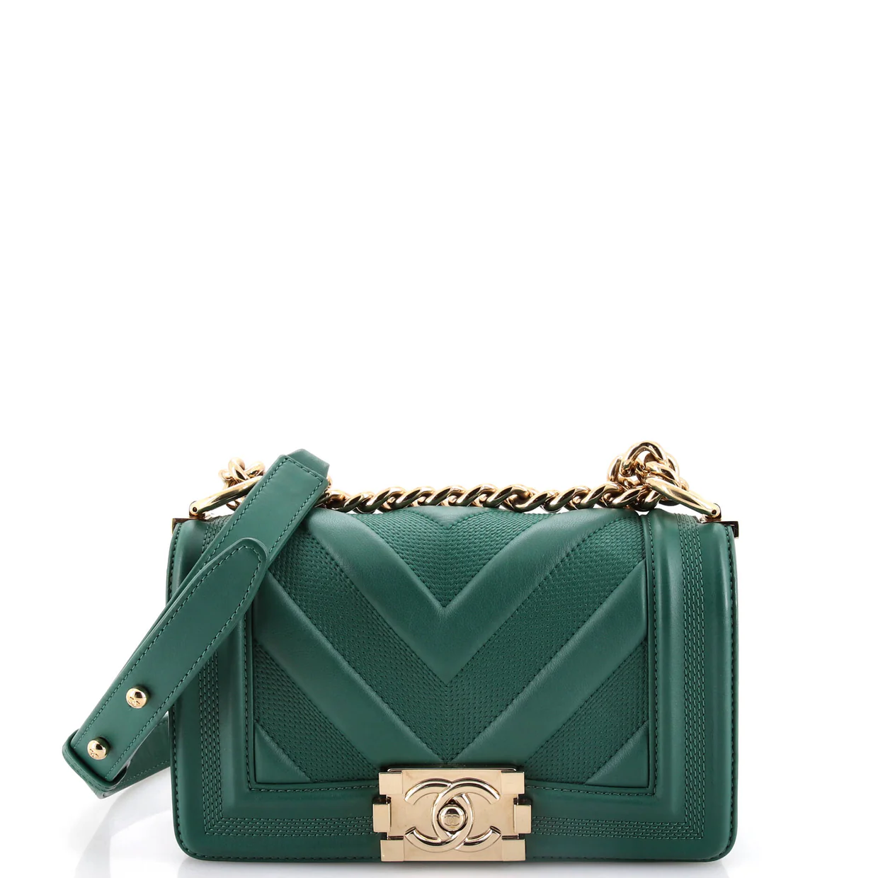 Boy Flap Bag Perforated Chevron Lambskin Small - Deep Luxury