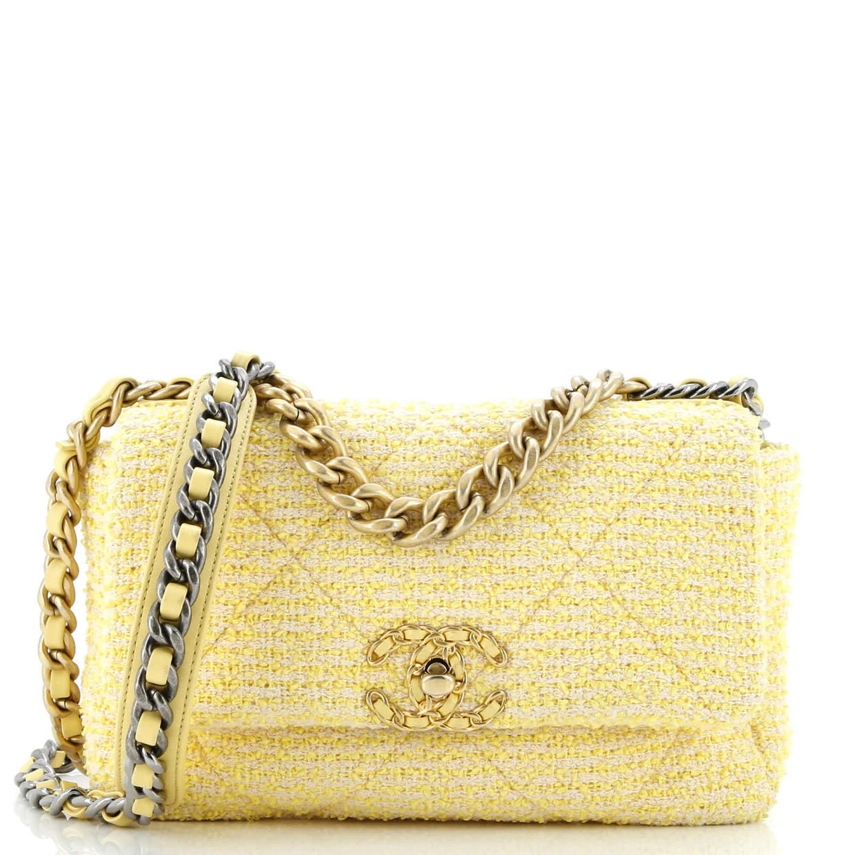 19 Flap Bag Quilted Tweed Medium - Deep Luxury