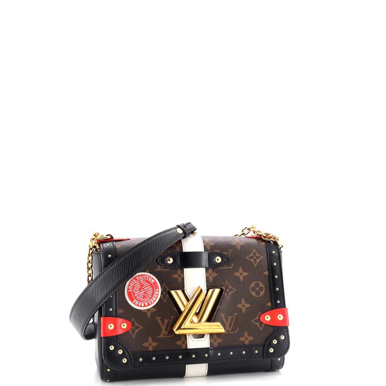 Twist Handbag Studded Epi Leather and Monogram Canvas MM - Deep Luxury