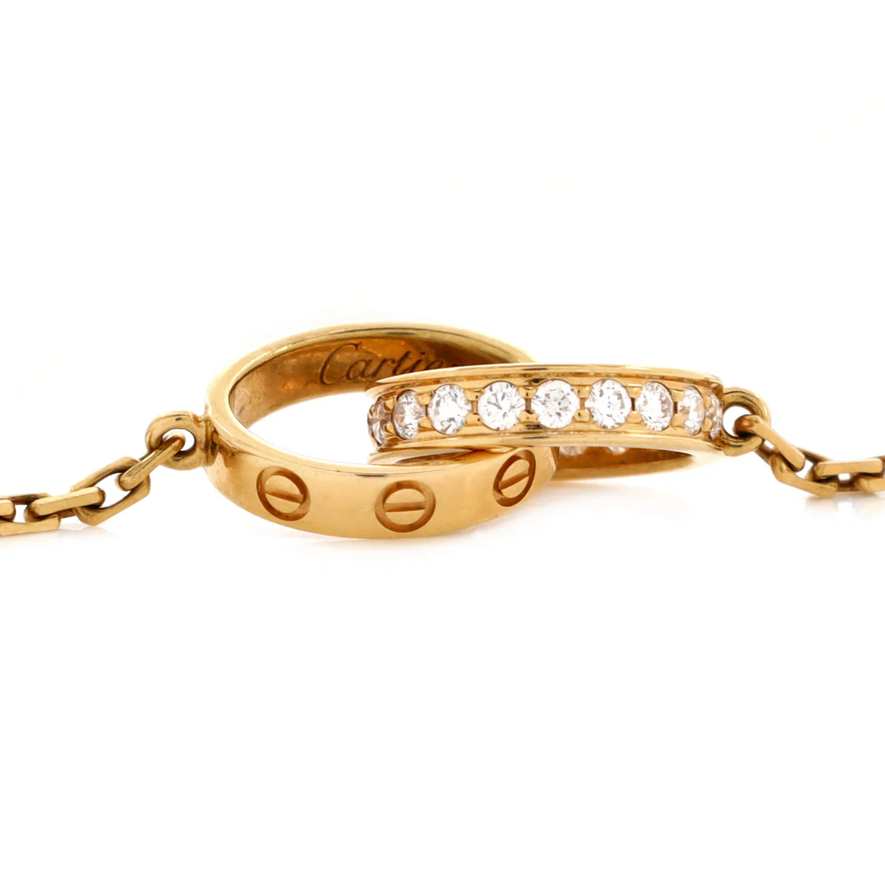 Love Interlocking Necklace 18K Yellow Gold and Diamonds - Deep Luxury