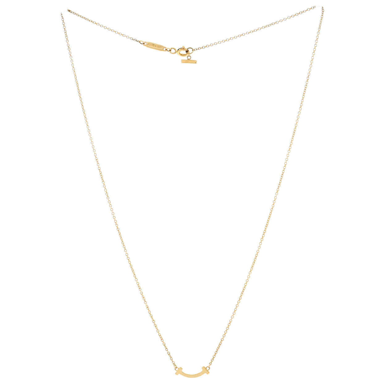 T Smile Pendant Necklace 18K Yellow Gold Mini - Deep Luxury