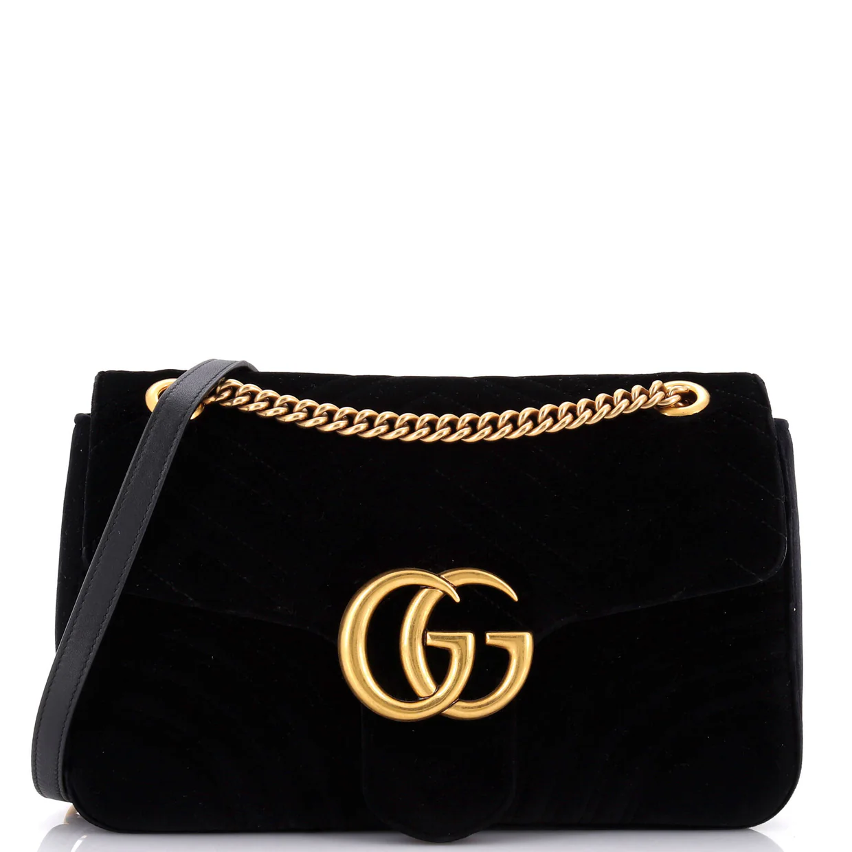 GG Marmont Flap Bag Matelasse Velvet Medium - Deep Luxury
