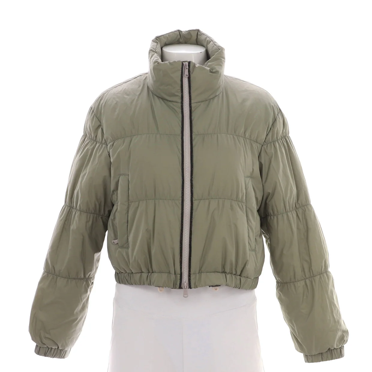 Women's Double Zipper Puffer Jacket Quilted Polyester with Down - Deep Luxury