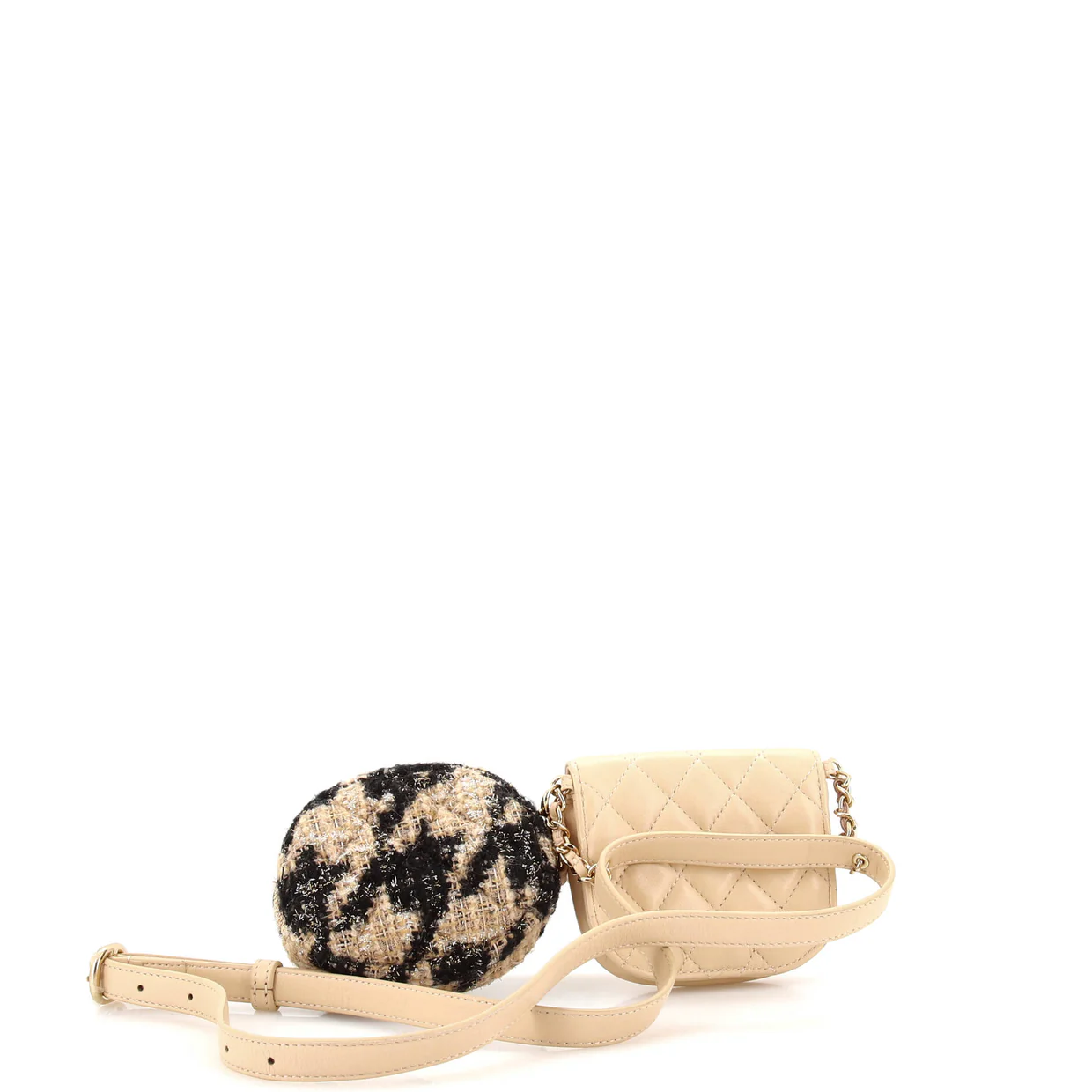 CC Waist Bag with Coin Purse Quilted Lambskin and Tweed - Deep Luxury