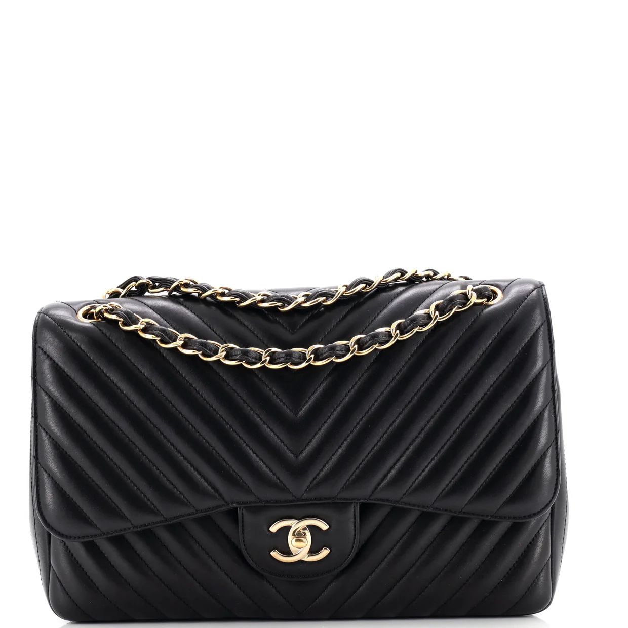 Classic Double Flap Bag Chevron Lambskin Jumbo - Deep Luxury
