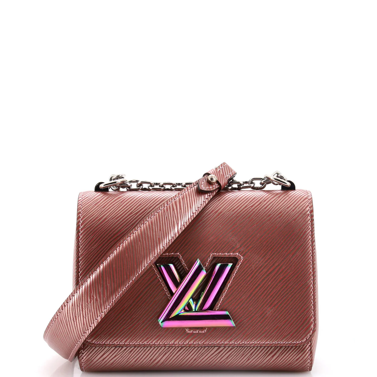 Twist Handbag Epi Leather with Iridescent Hardware PM - Deep Luxury