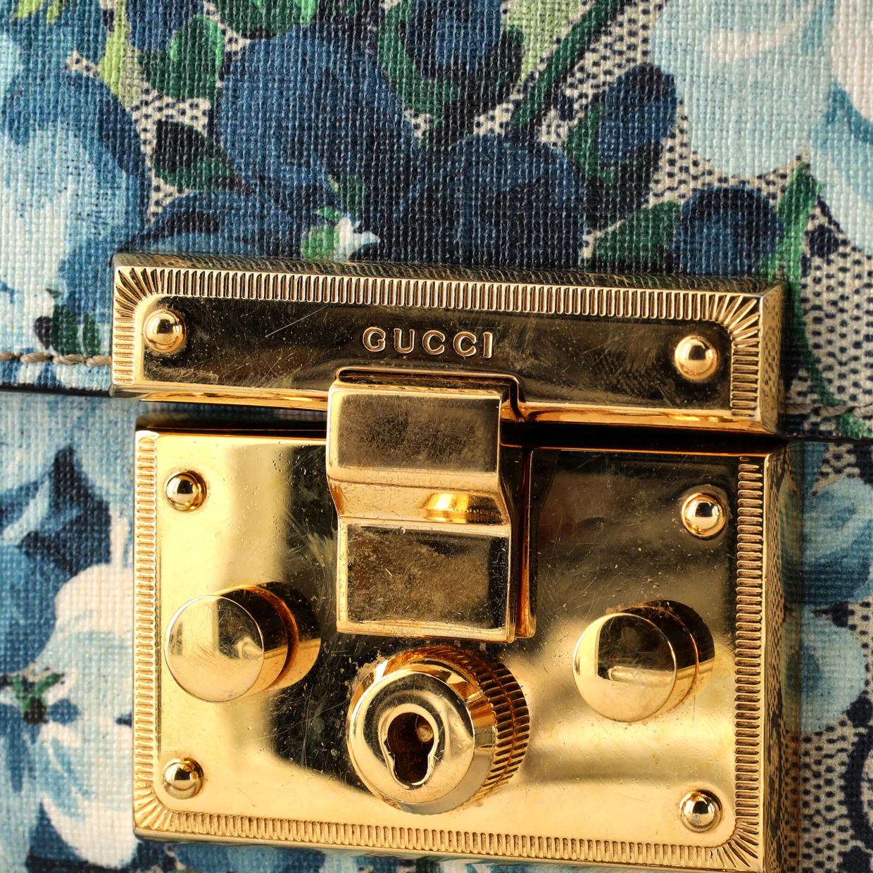 Padlock Shoulder Bag Blooms Print GG Coated Canvas Small - Deep Luxury