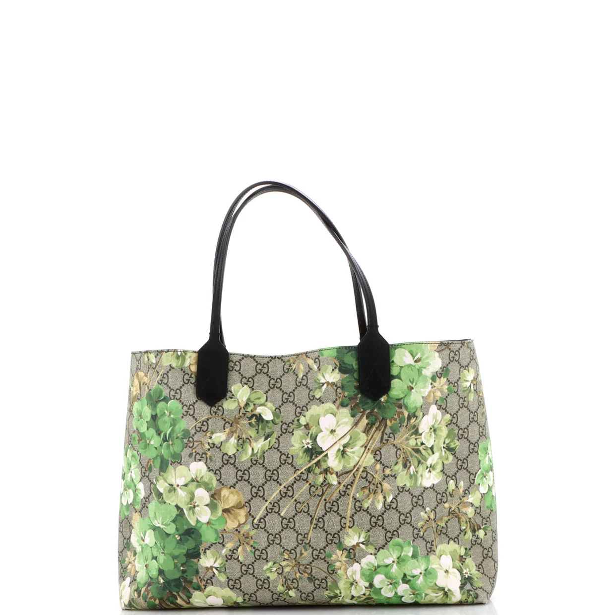 Reversible Tote Blooms Print GG Coated Canvas Medium - Deep Luxury