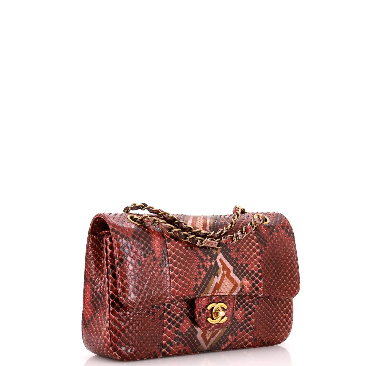 Classic Double Flap Bag Multicolor Python Medium - Deep Luxury