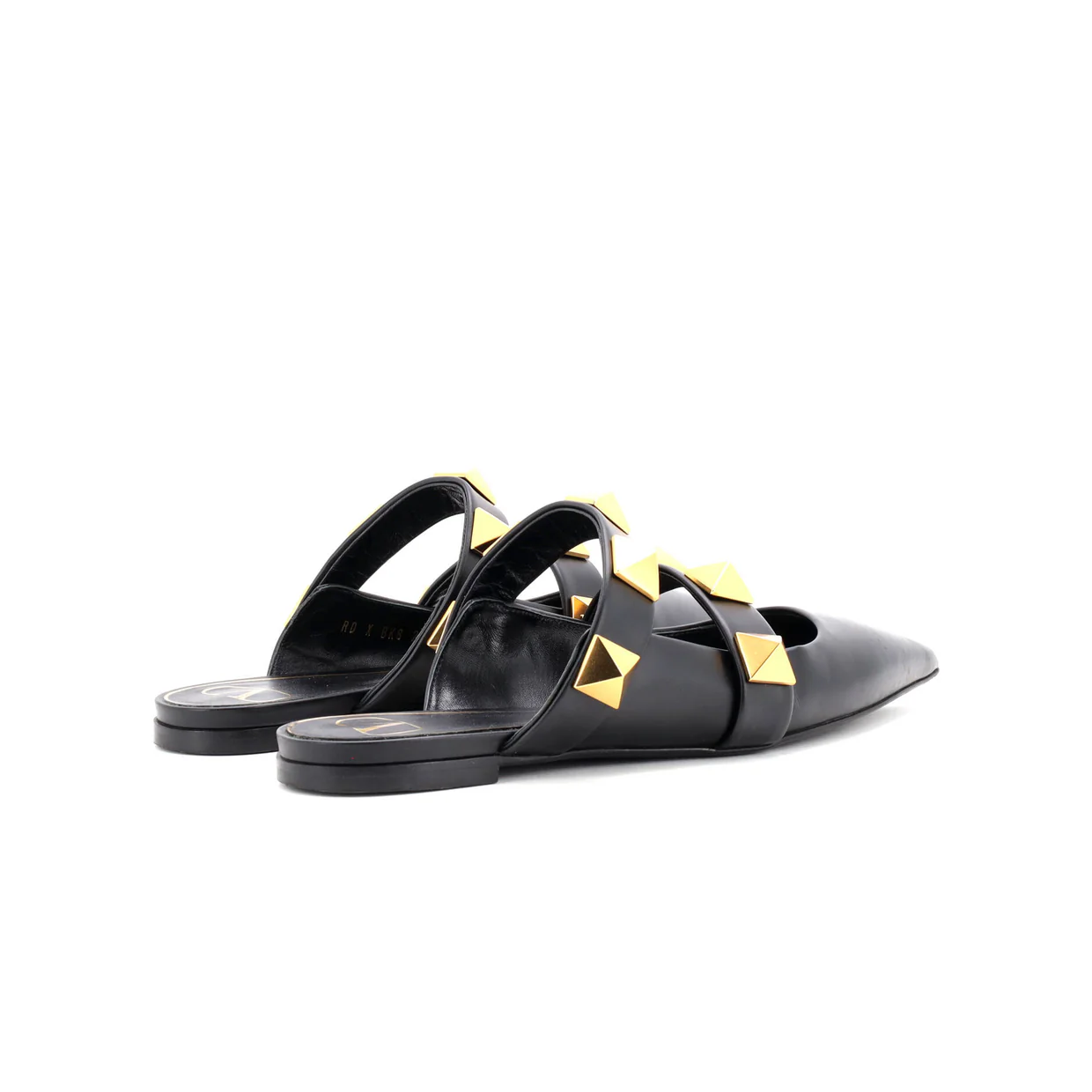 Women's Roman Stud Flat Mules Leather - Deep Luxury
