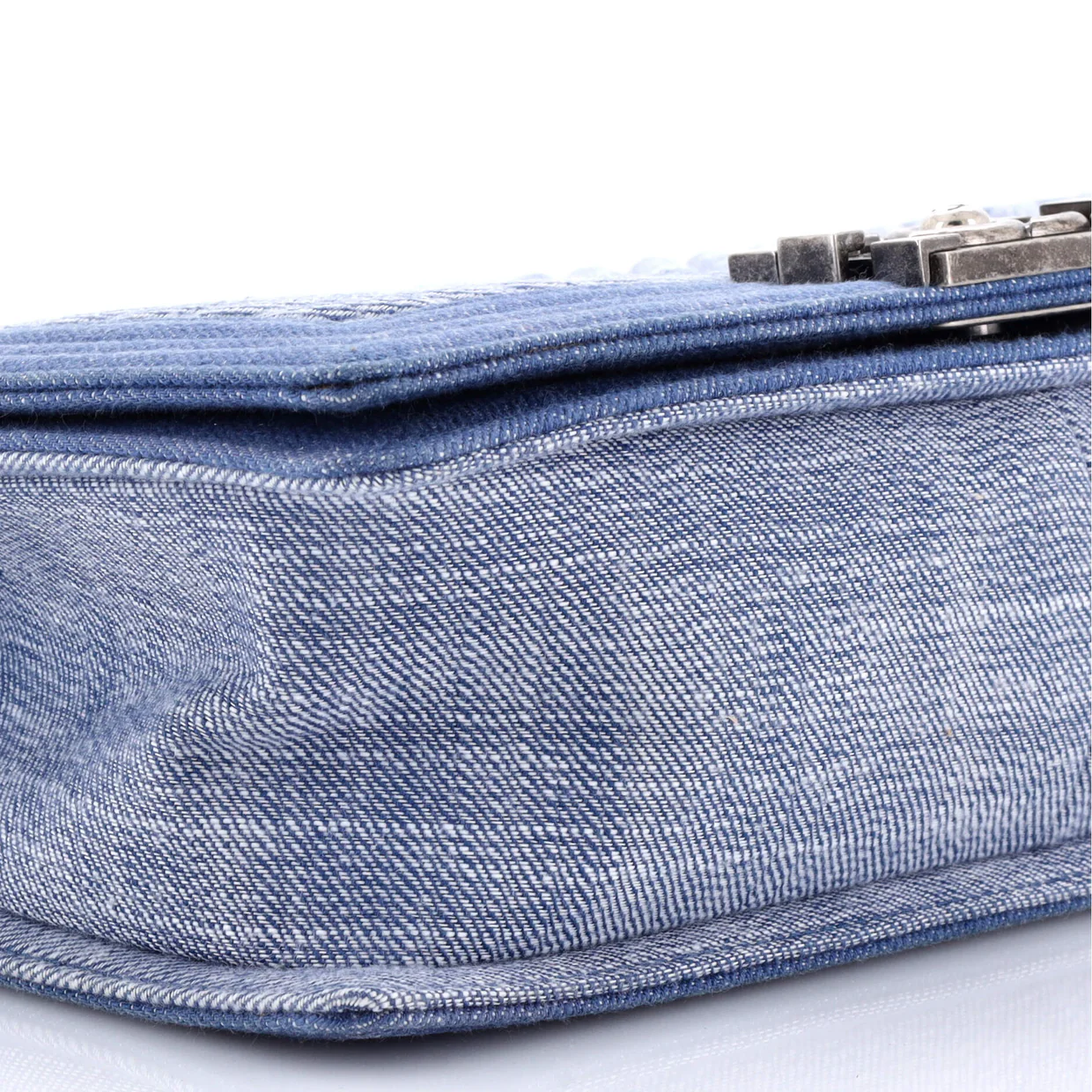 Boy Flap Bag Chevron Denim Old Medium - Deep Luxury