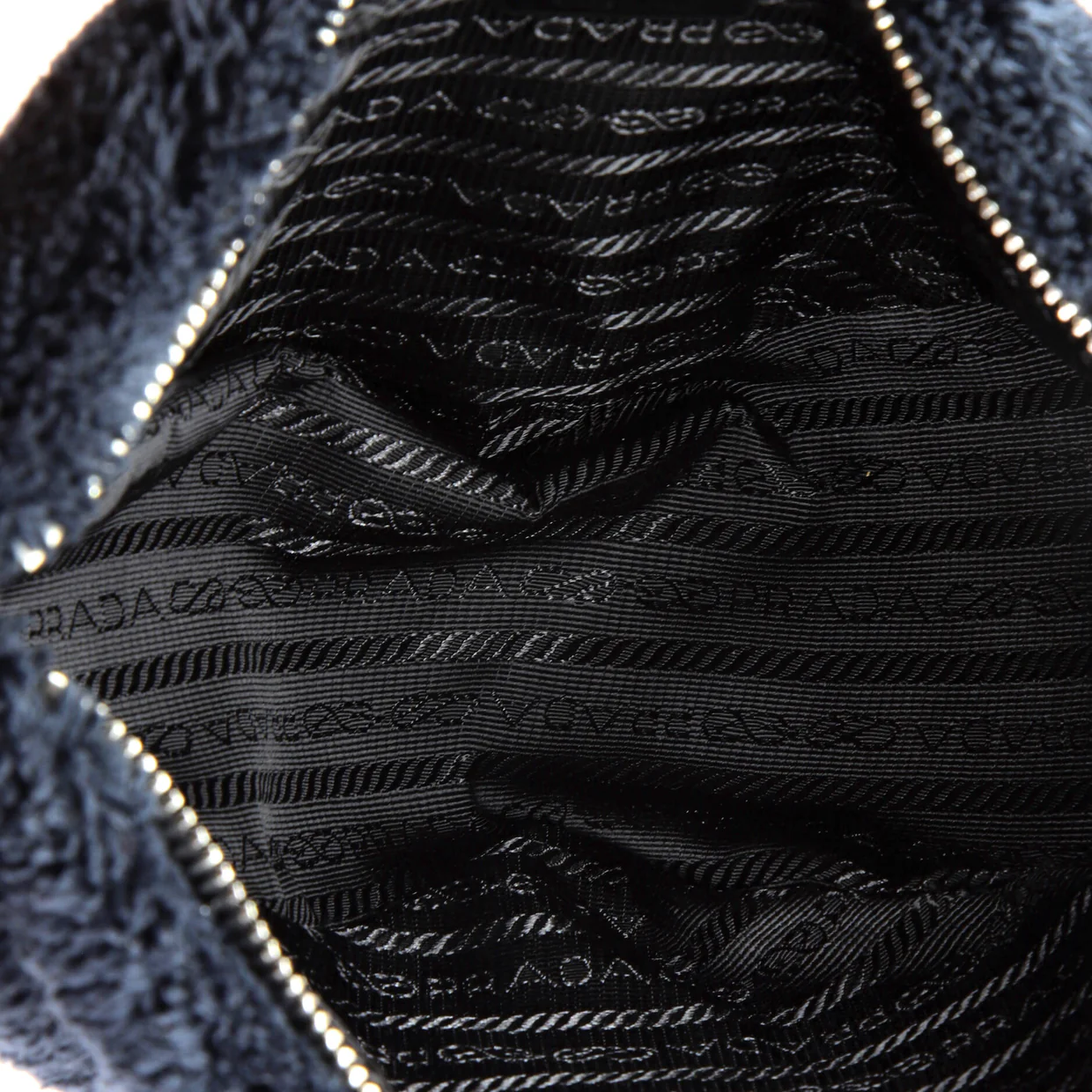 Triangle Logo Zip Crossbody Bag Terry Cloth Small - Deep Luxury