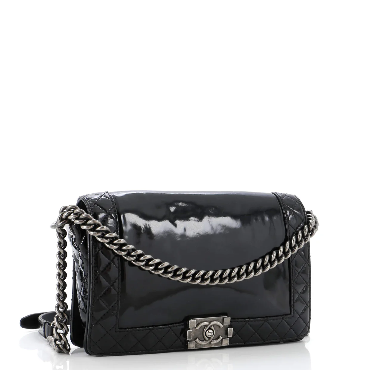 Reverso Boy Flap Bag Patent New Medium - Deep Luxury