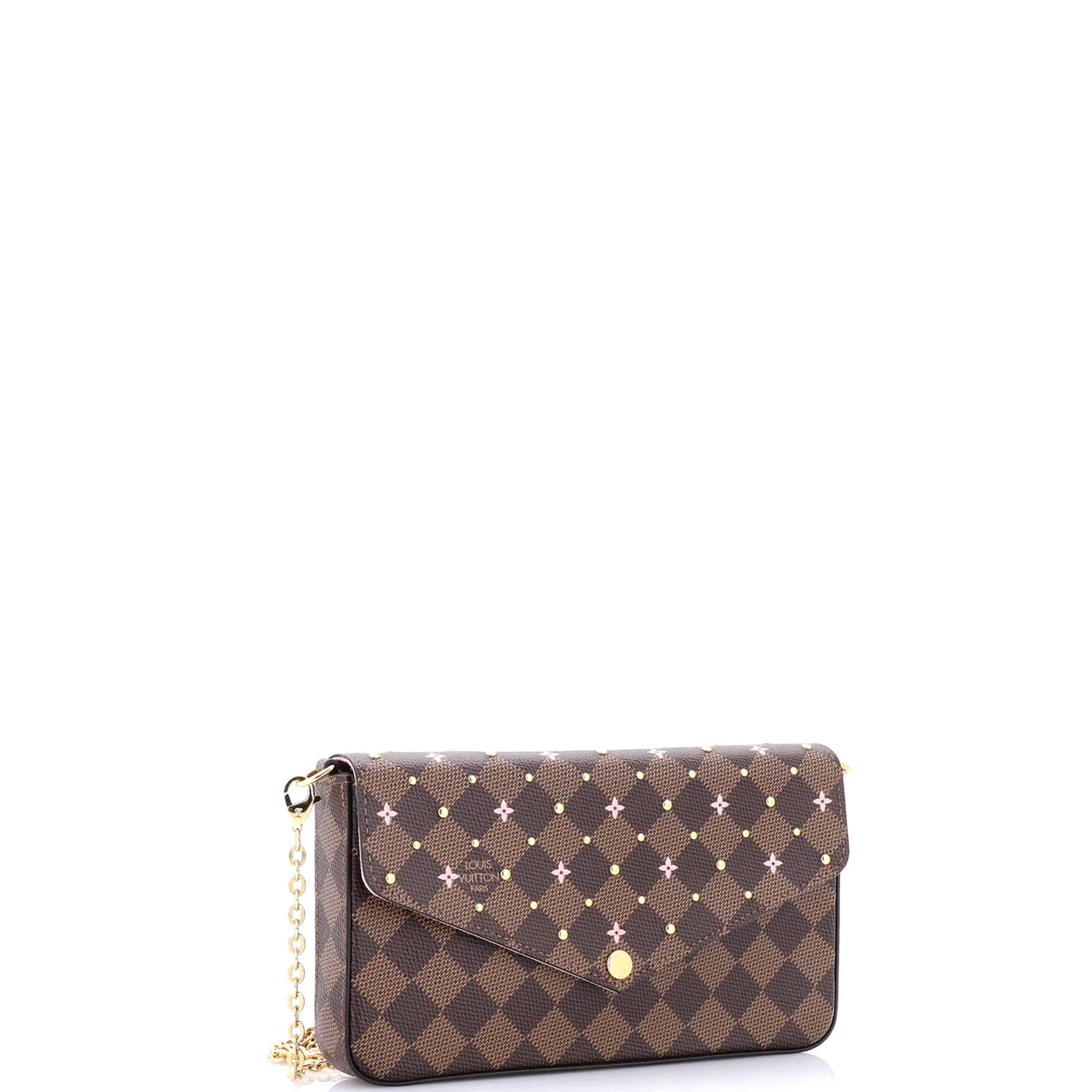 Felicie Pochette Flower Printed Studded Damier - Deep Luxury