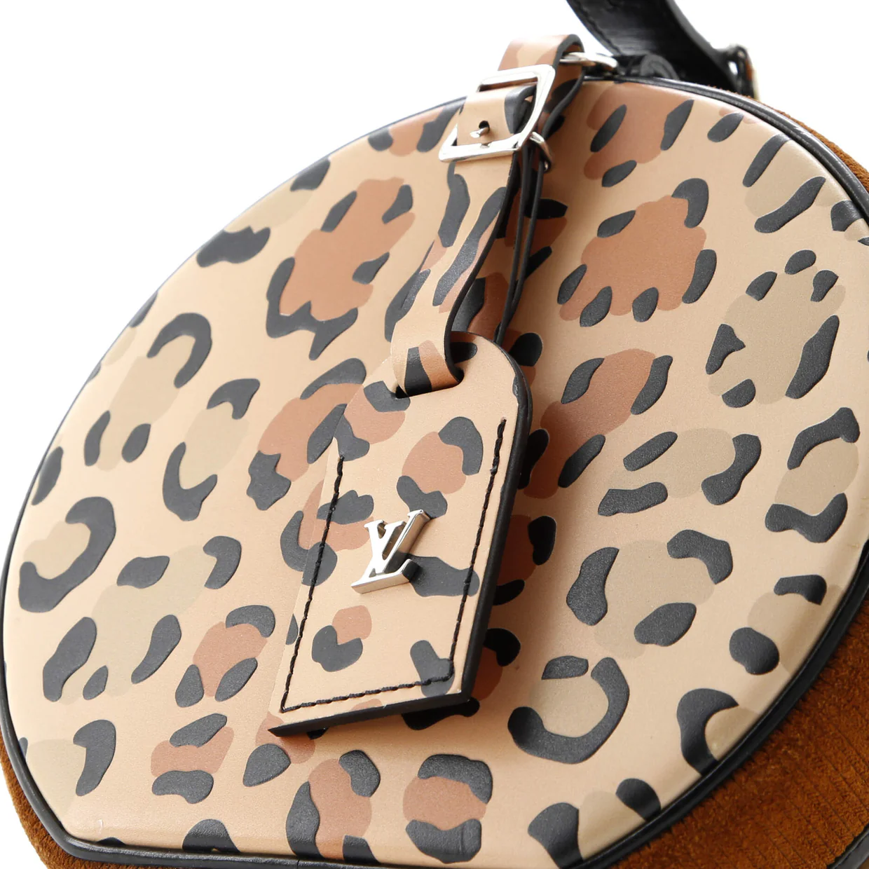 Petite Boite Chapeau Bag Reverse Monogram Canvas and Leopard Printed Leather - Deep Luxury