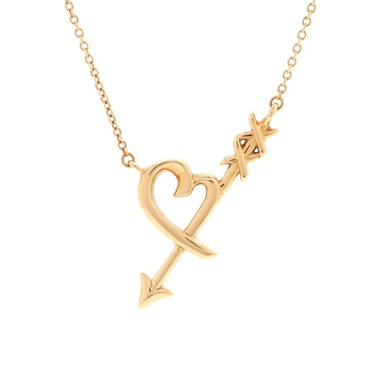 Paloma Picasso Graffiti Heart and Arrow Pendant Necklace 18K Rose Gold Small - Deep Luxury
